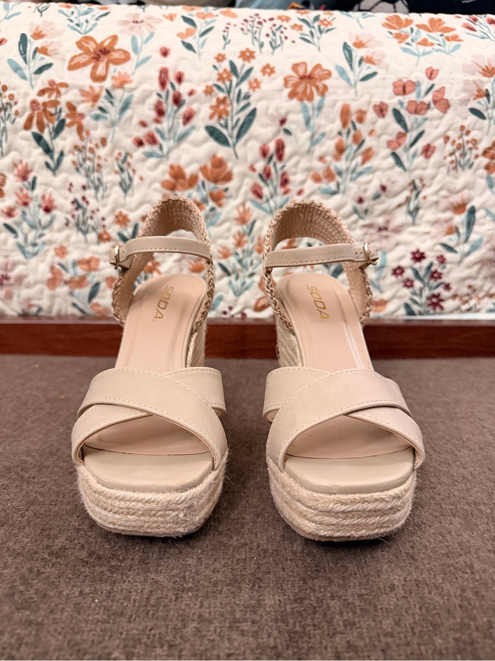 Soda Cream Espadrille Wedge Sandals with Ankle Strap